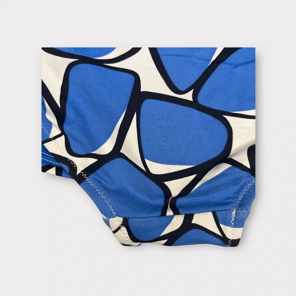 Diane Von Furstenberg DVF x GAP Blue & White Geo Shape Peplum Swimsuit
